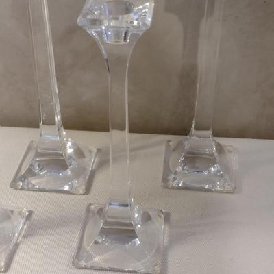 Double Set of Crystal Candlestick Holders