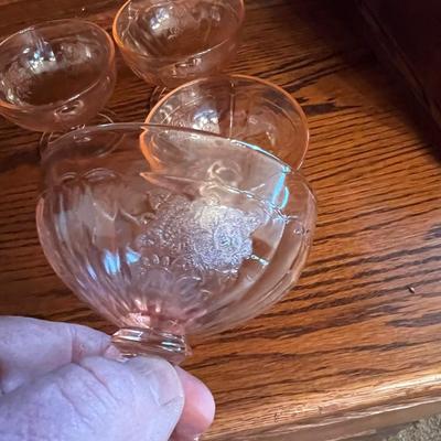 4- Pink Depression Glass Sherbets