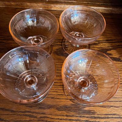 4- Pink Depression Glass Sherbets