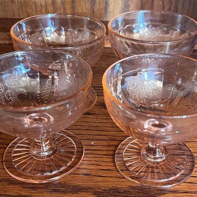 4- Pink Depression Glass Sherbets