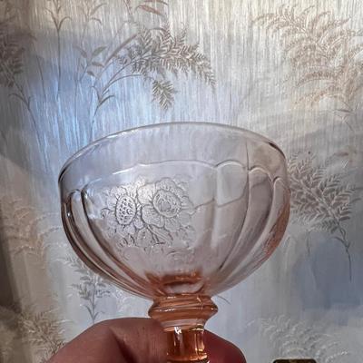 4- Pink Depression Glass Sherbets