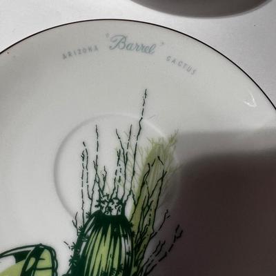 4- Green - ish Teacups Barrel Cactus Flowers etc.