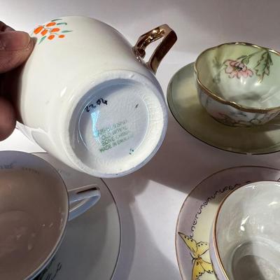 4- Green - ish Teacups Barrel Cactus Flowers etc.