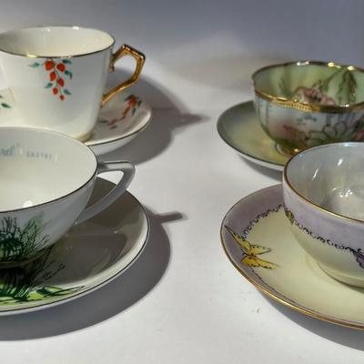 4- Green - ish Teacups Barrel Cactus Flowers etc.