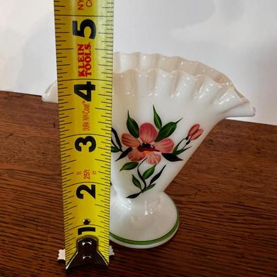 Fenton Milk Glass Fan Vase