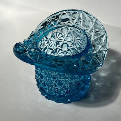 Blue Glass Top Hat Toothpick Holder ? 