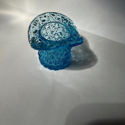 Blue Glass Top Hat Toothpick Holder ? 