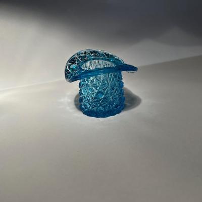 Blue Glass Top Hat Toothpick Holder ? 