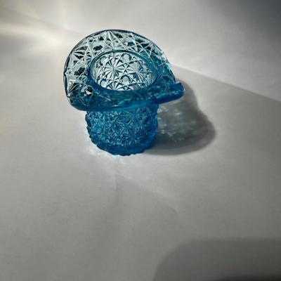 Blue Glass Top Hat Toothpick Holder ? 