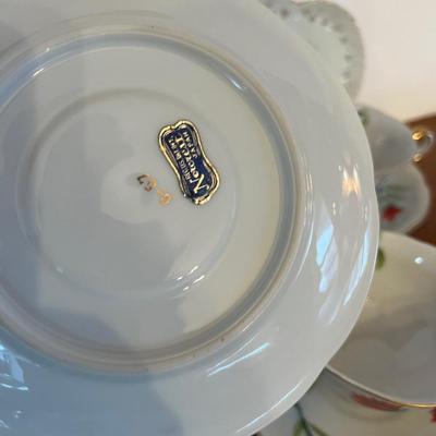 Norcrest Mix of Tea Cups and Plates all with Indian Paint Brush Wyoming imprinted on 