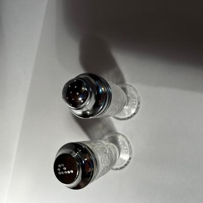 Clear Depression Glass patterned Salt and Pepper Set
