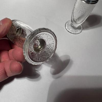 Clear Depression Glass patterned Salt and Pepper Set