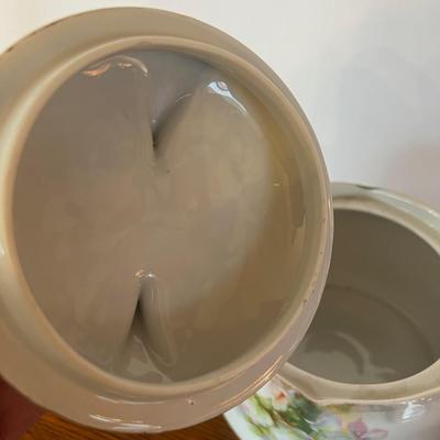 Floral China Biscuit Jar with Lid