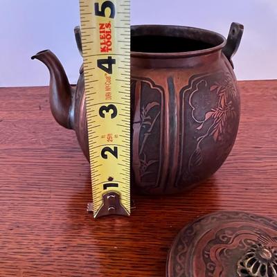 Antique Copper Chinese Teapot 