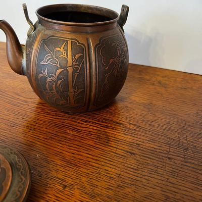 Antique Copper Chinese Teapot 