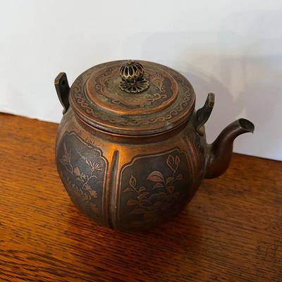 Antique Copper Chinese Teapot 
