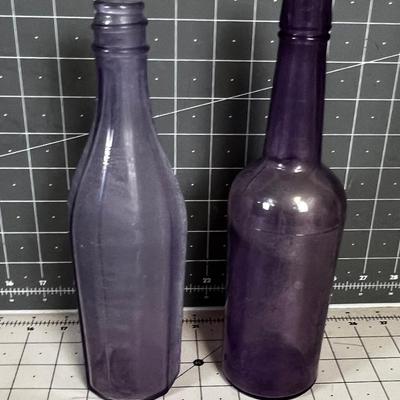 Antique Purple Bottles, PAIR
