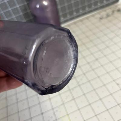 Antique Purple Bottles, PAIR