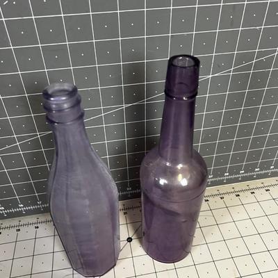 Antique Purple Bottles, PAIR