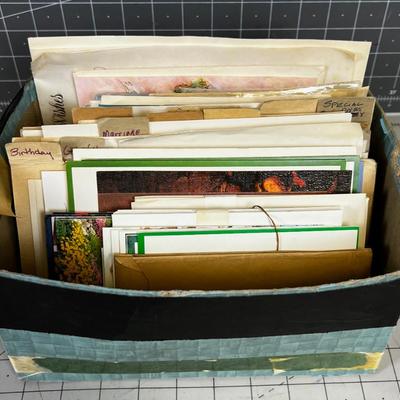Box Full of Vintage Cards - Post Cards, Birthday, Get Well 