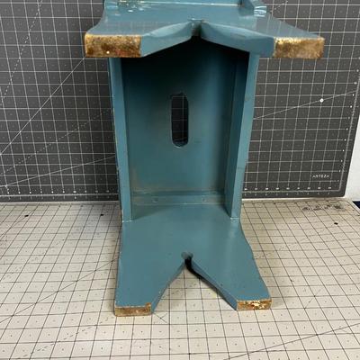 Blue Chippy Paint Wood Foot Stool