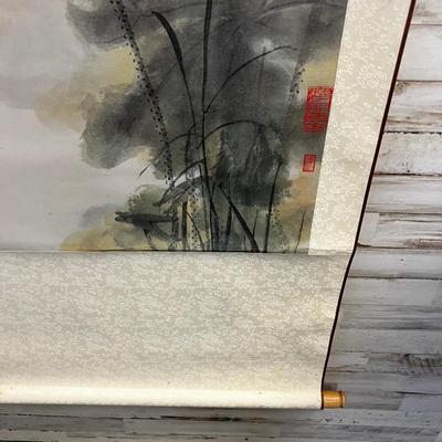 Asian Rice Paper Painting on Scroll 