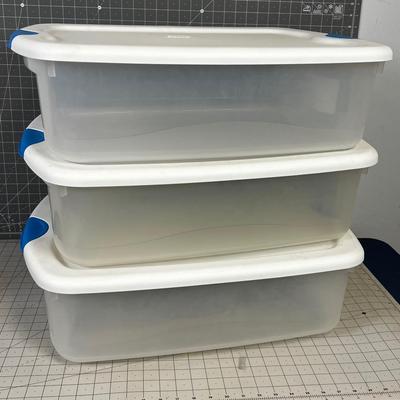 3 Under the Bed 35 Quart Tubs with Locking Lids