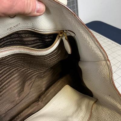PRADA Hand Bag White Leather 