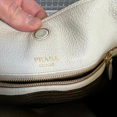 PRADA Hand Bag White Leather 