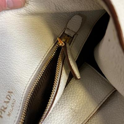 PRADA Hand Bag White Leather 