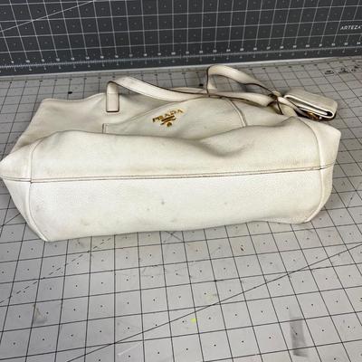 PRADA Hand Bag White Leather 