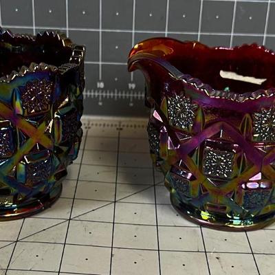 Westmorland Glass Carnival Cream & Sugar