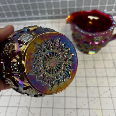 Westmorland Glass Carnival Cream & Sugar