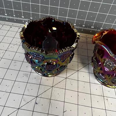 Westmorland Glass Carnival Cream & Sugar