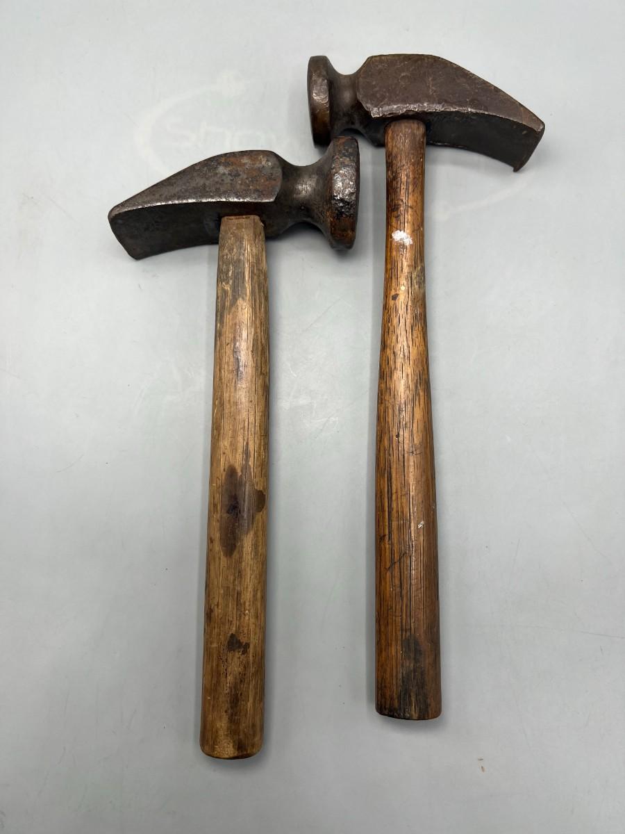 Pair of Antique Shoemaker Hammer Cast Steel Head Tapered Straight