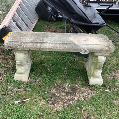 121 Concrete Garden Bench with Vines Decor