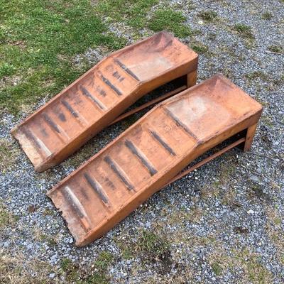 132 Pair of Steel Car Ramps & 6.5-ft Rampart Hardware Board Ramps