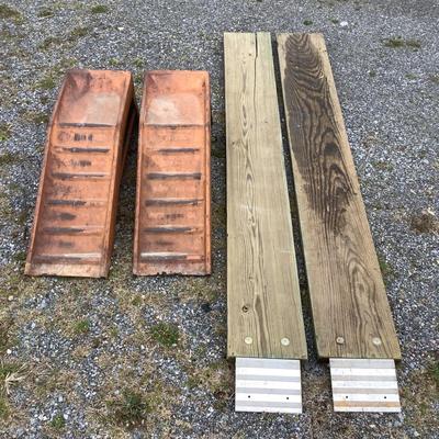 132 Pair of Steel Car Ramps & 6.5-ft Rampart Hardware Board Ramps