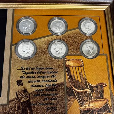6 Silver Half Dollars mounted on a plaque 