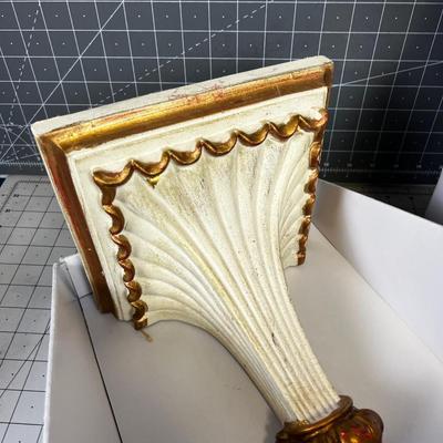 2 Wall Sconces, New White and Gold 