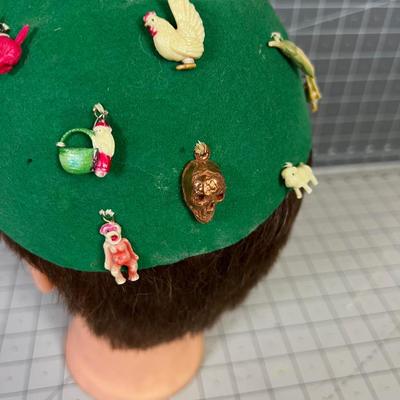 Cool Little Beanie covered with Cracker Jack Charms FUN!!!