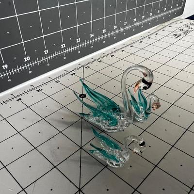 3 Swans Blue with Pink Beaks 