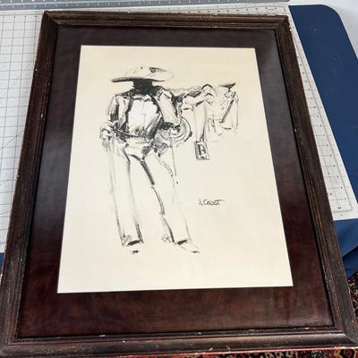 Limited Print By H. Cabot, El Charro, Framed and matted. COOL! 