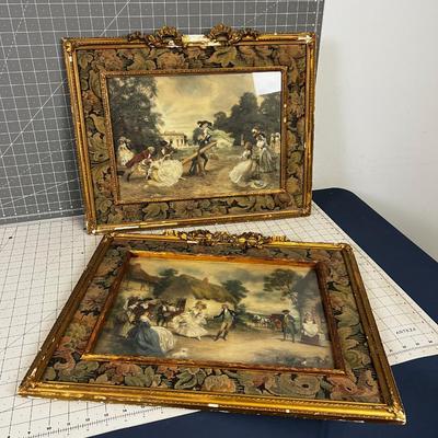 Antique French Prints, Pair, 