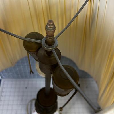 Lovely Antique Glass and Brass Lamps, Pair