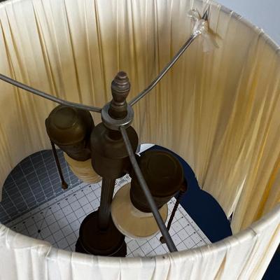 Lovely Antique Glass and Brass Lamps, Pair