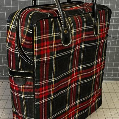 Vintage Thermos Tote Plaid Pattern 