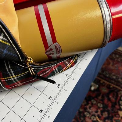 Vintage Thermos Tote Plaid Pattern 