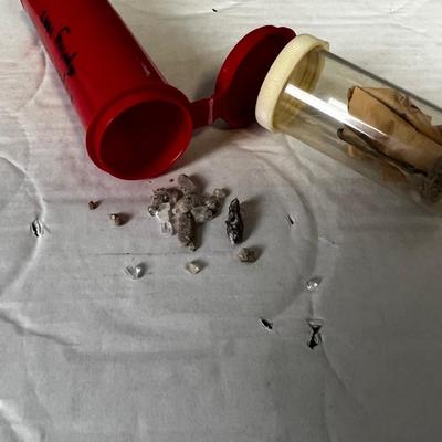 2 Pill Bottles of Crystals Marked Topaz Mountain 