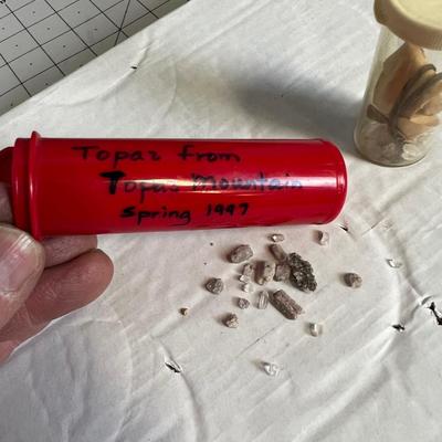 2 Pill Bottles of Crystals Marked Topaz Mountain 